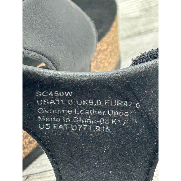 Aetrex Black Leather Braided Strap Cork Comfort Sandals Size 11 Wide - Picture 9 of 10